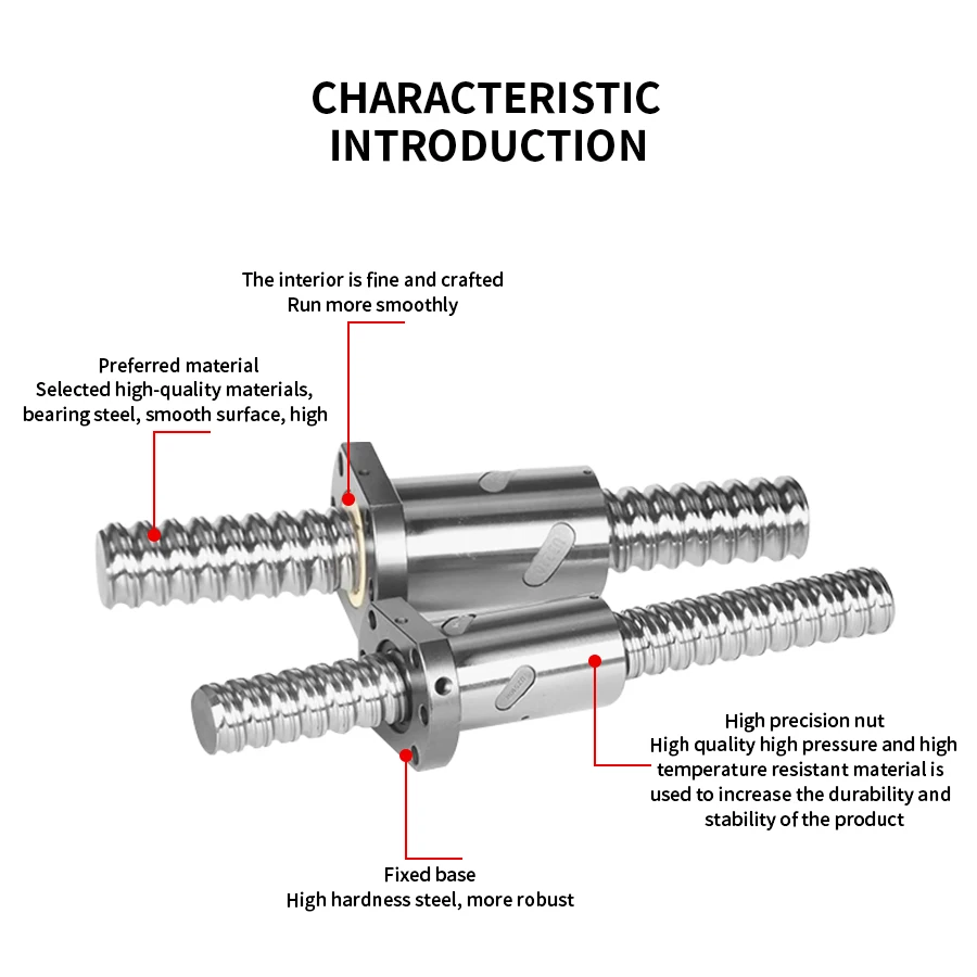 High Precision C7 Ball Screw Set Guide SFS2510 SFE4040 With Ball Nut Roller Ballscrew Length 1200mm-2500mm No Processed For CNC