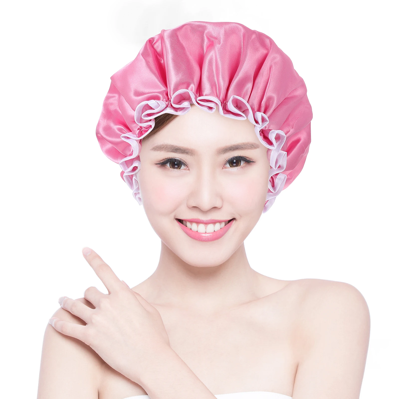 

3 Pcs Double Layer Shower Cap Caps Durable Waterproof Washable Women Bath Hat Bathing PE Miss Household