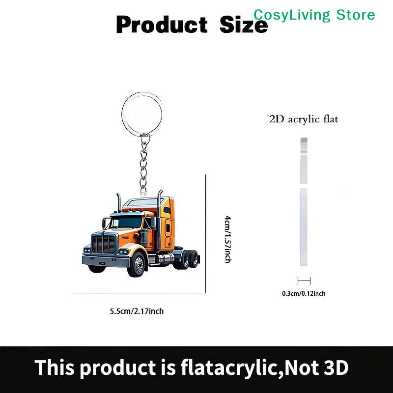 Lightweight Key Ring Pendant Party Gift Forklift Tractor Construction Truck Cartoon Roller Model Car 2D Flat Excavator Keychain image 5