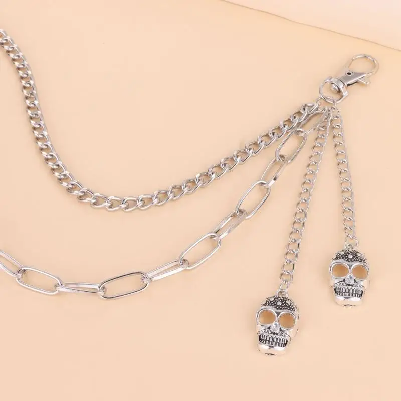 

39BB Versatiles Skull Chain Hollows Out Pants Chain Belt Vintage Beach Waistband for Music Event and Party Outfits