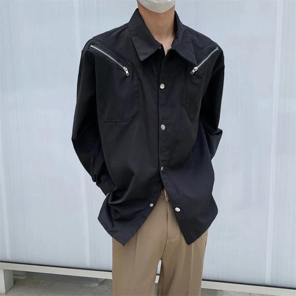 

Summer New Men's Solid Color Long-Sleeved Shirt American Retro Fashion Trend Loose Casual Simple Breathable Men's Tops