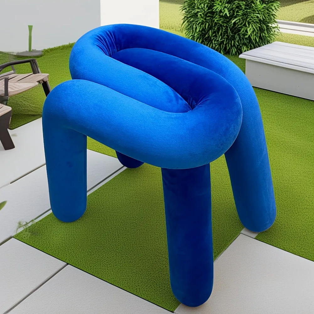كلاين الأزرق الإبداعي البراز مربع الحديد المواد أنيق المنزل غرفة نوم الغرور كرسي أنيق عارضة الجلوس المألوف الفضاء التبعي