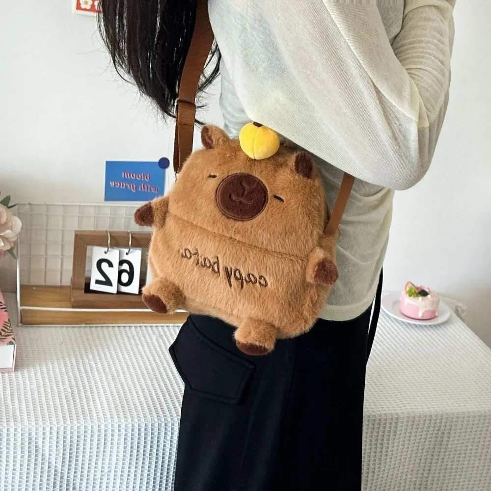 جديد الكرتون كابيبارا حقيبة الهاتف Crossbody سعة كبيرة سستة حقيبة كتف مع حزام قابل للتعديل حقيبة تخزين للأطفال