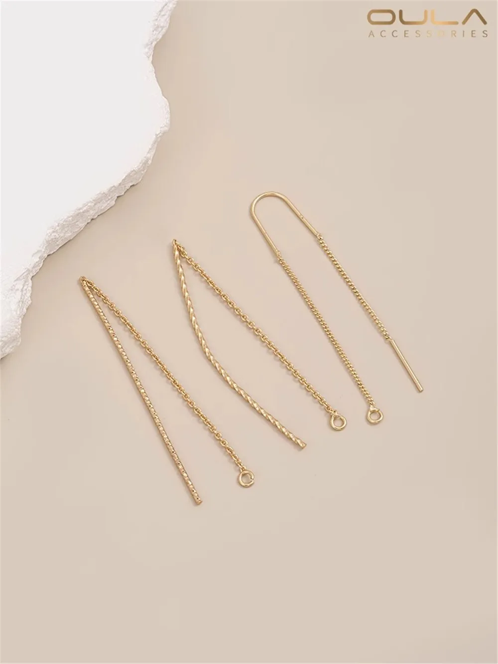 

14K Bag Real Gold Fashionable U-shaped Ear Line Batch Flower Line Extended DIY Earrings Ear Accessories Ear Hanging Accessories