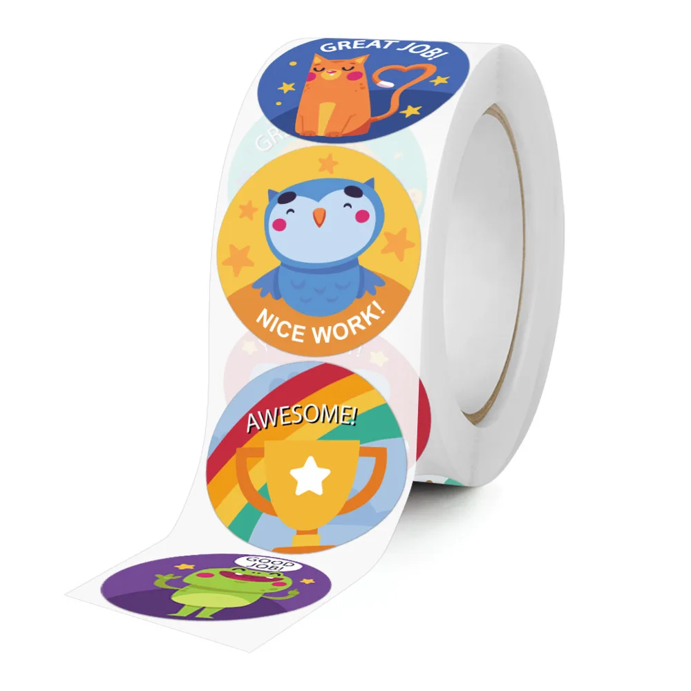 100-500 Stuks Leuke Beloning Stickers Voor Kids1Inch Motivatie Stickers Voor School Leraren Moedigen Studenten Dier Etiketten sticker