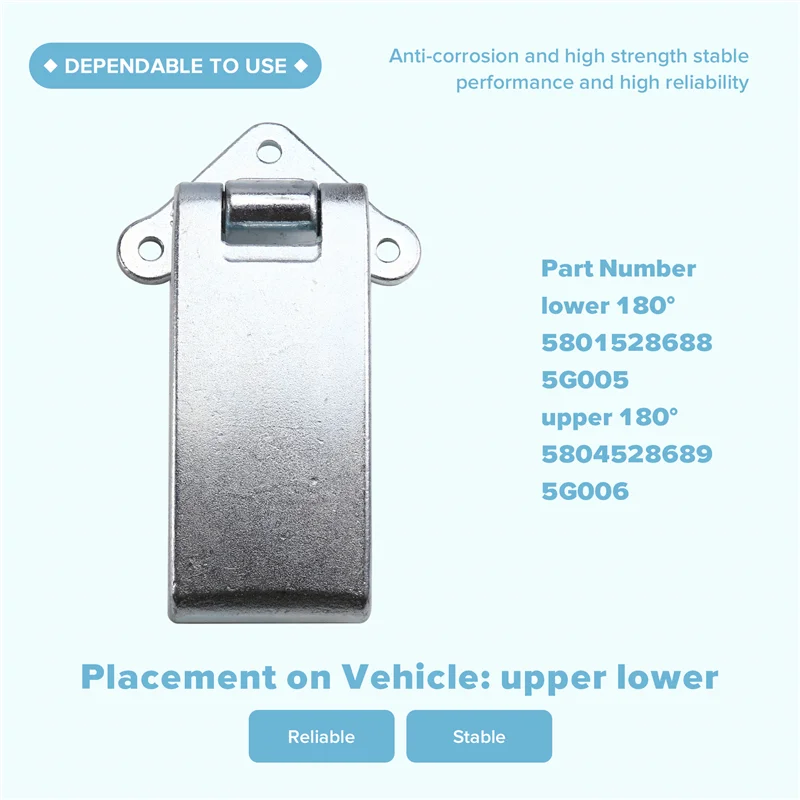 

1Pair Rear Door Hinge Stop For Iveco Daily 2000-2014 5G005 5G006 5801528688 580152868 180° Hinge Double Door Stopper