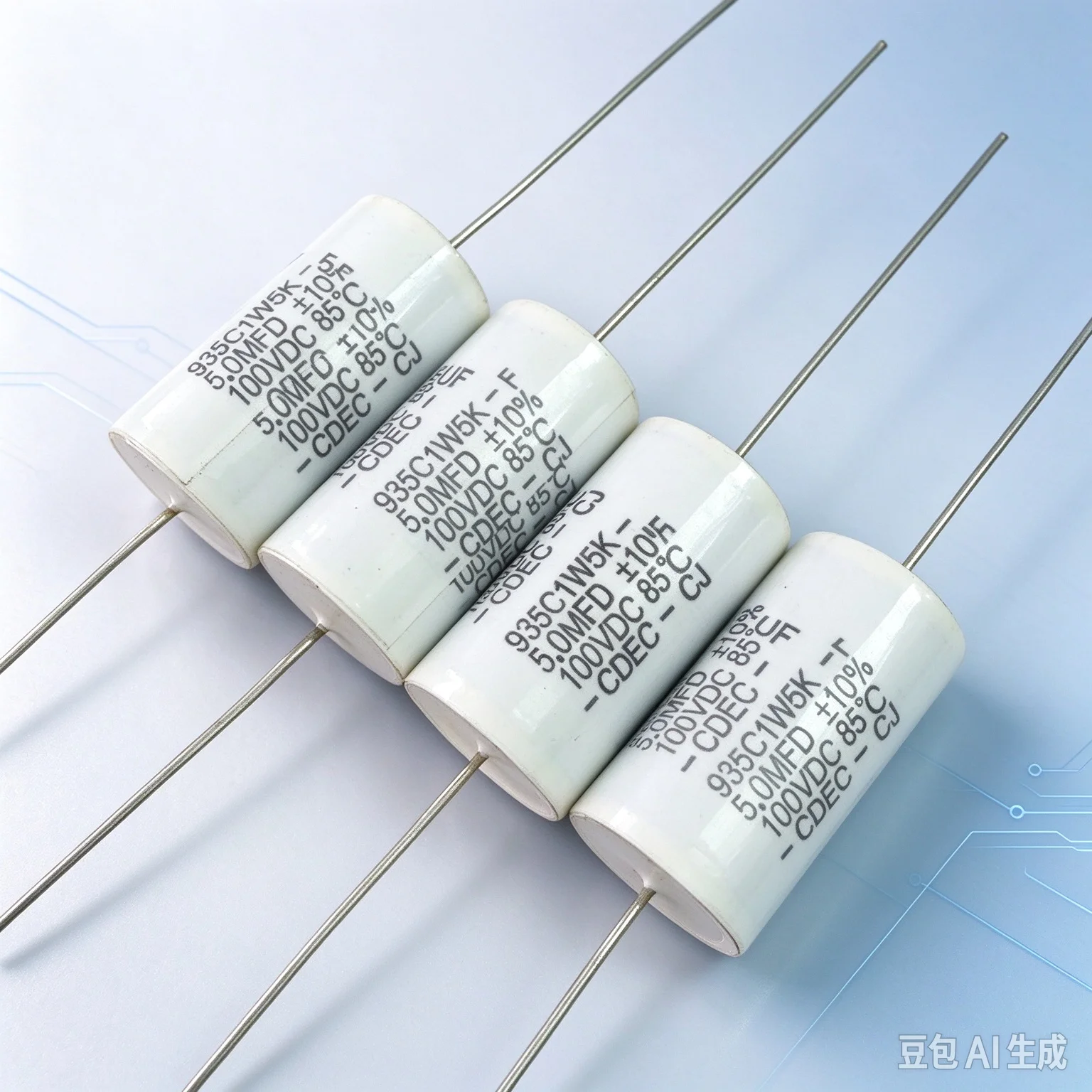 cde-5uf-100v-軸方向銅線リード付きオーディオ用フィルムコンデンサ-50個