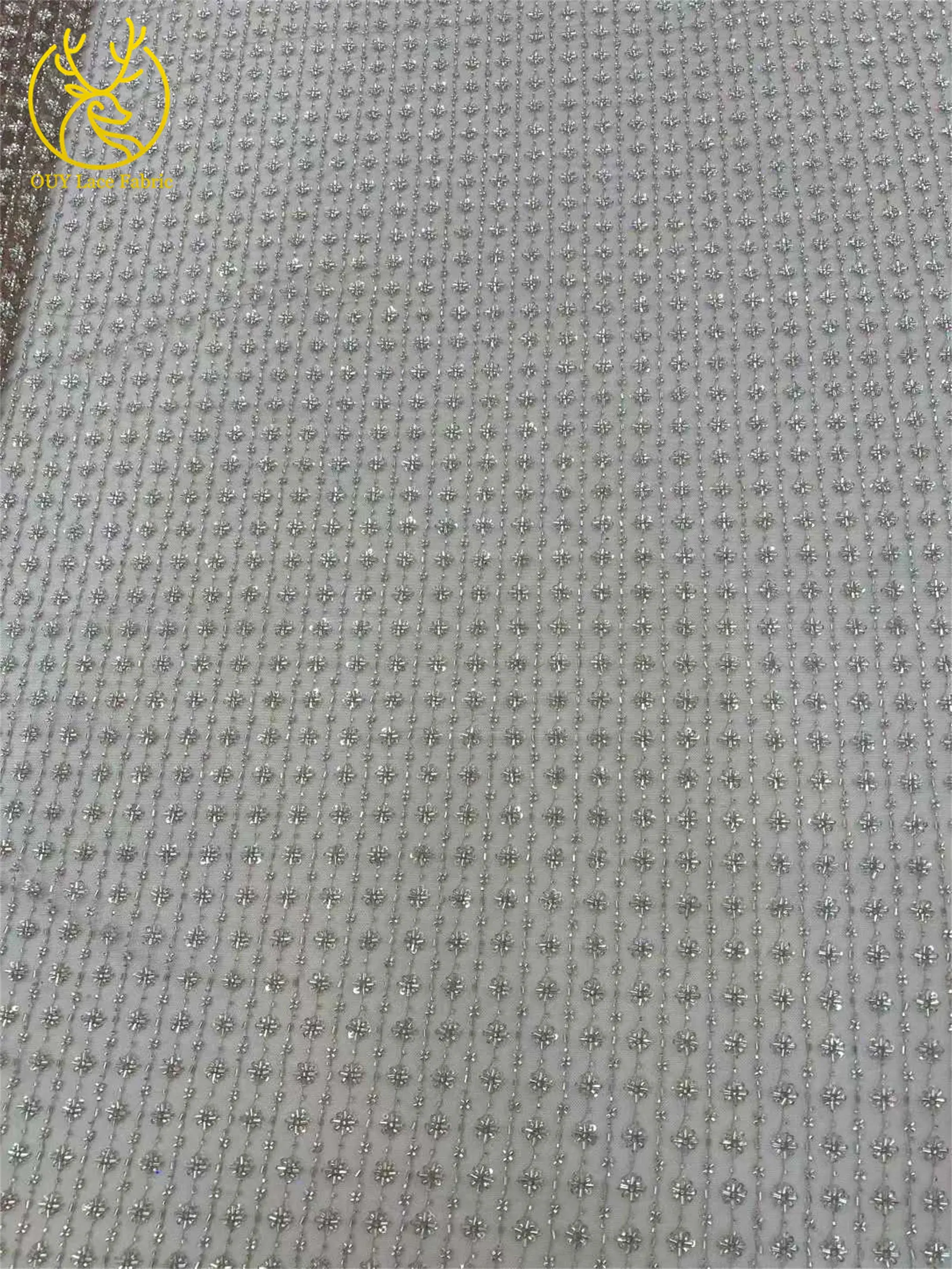 2026 Afrika handgemachte Perlen Spitze Stoff neueste Französisch Mesh Pailletten Spitze Stoff Nigeria Tüll Spitze Damen Party Kleid Material – Detail 7