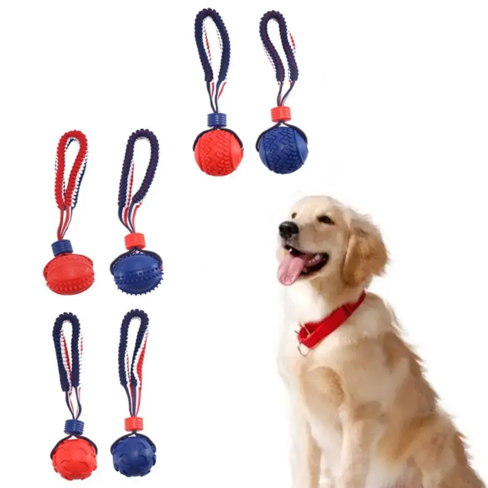 Bite Resistant Pet Interactive Rope Knot Balls Red/Blue Elastic Dog Teeth Grinding Toy TPR Puppy Tooth Cleaning Molar Ball