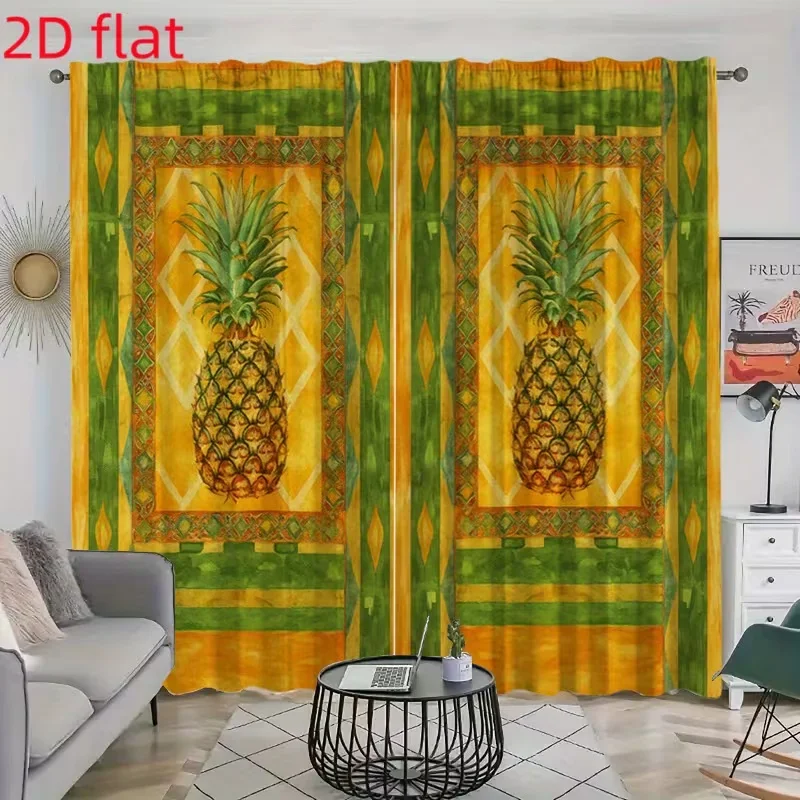

2 шт. шторы с принтом ананасов, подходят для спальни, гостиной, кухни, украшения дома, декора окон.