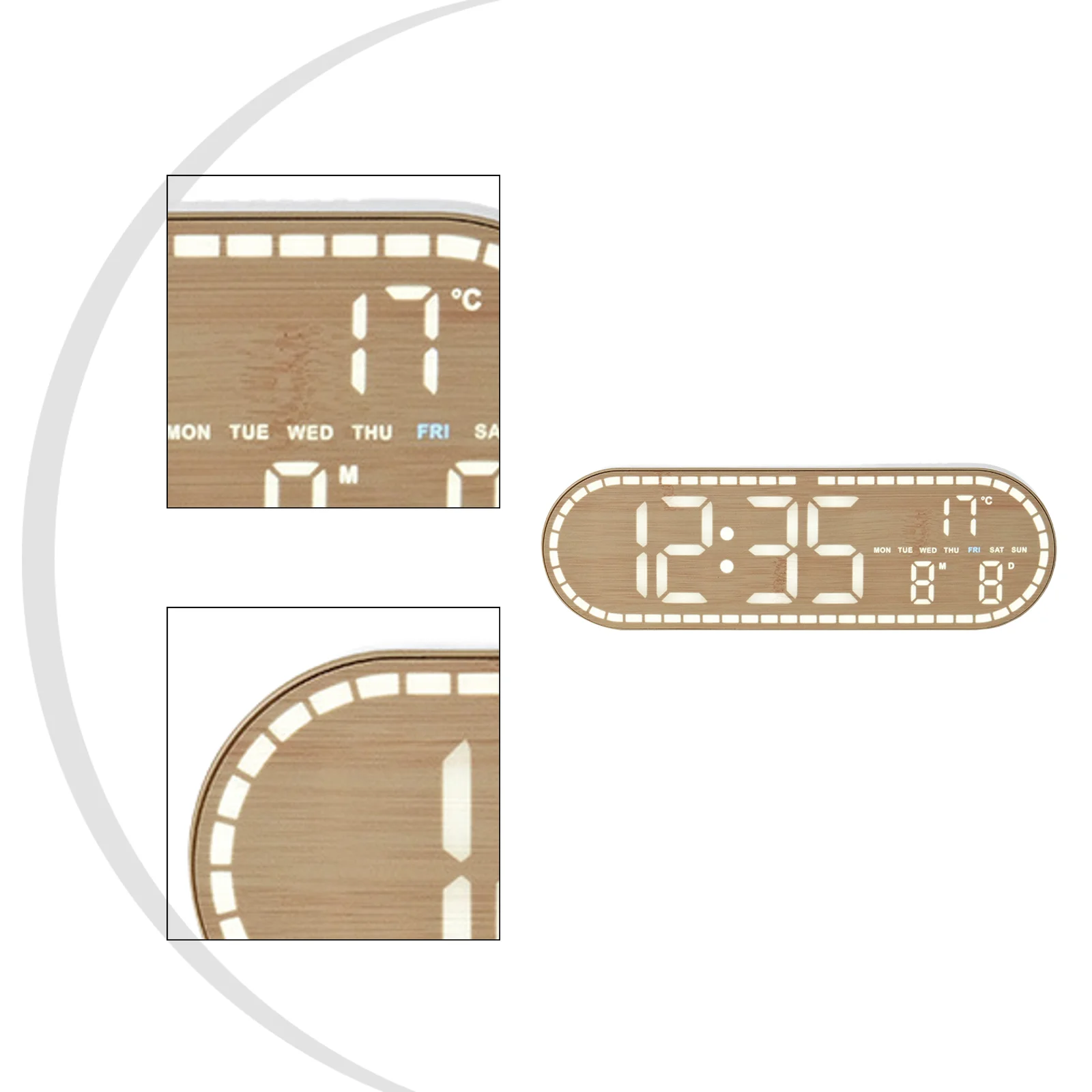 

Digital LED Wall Clock with Temperature Calendar Alarm Timer for Home Office Use with Nordic Minimalist Design