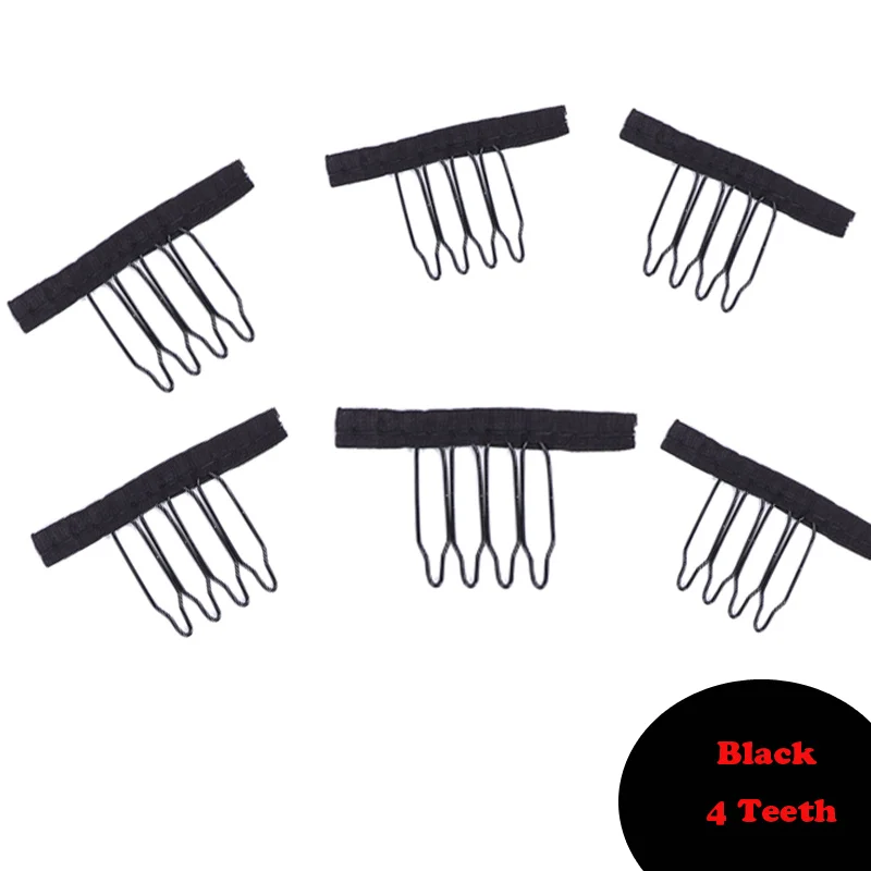 Plussign Top Quality 10pcs Stainless Steel Wig Comb For Making Wigs Lace Wig Cap Tools Hair Foudation 6 Teeth Wig Comb Clip