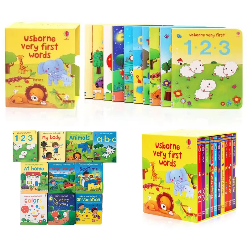 Kids' Enlightenment Educational Toy 10pcs English Books Picture Textbooks Usborne Very First Words Hardcover Board Book