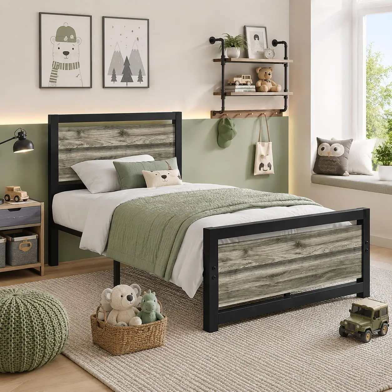 

Twin Size Bed Frames, Twin Bed Frames with Headboard and Footboard, Heavy Duty Metal Twin Platform Bed Frame,, Customized