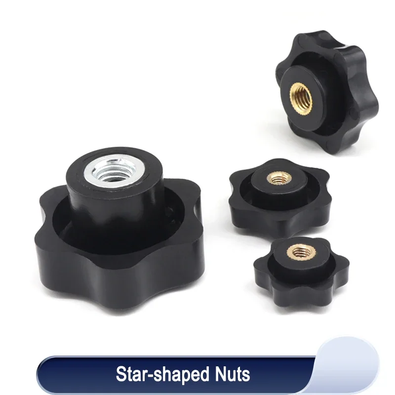 

5/10pcs Star-shaped Manual Tightening Nuts M4 M5 M6 M8 M10 Black Handle Nut Thumb Nut Clampsing Knob Manual Nut