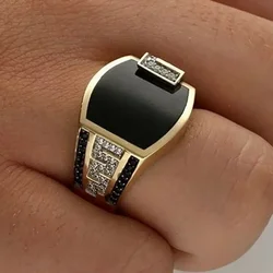 Anillos metálicos brillantes para hombres, sello de ancho geométrico, dedo cuadrado, estilo Punk, anillo de moda, accesorios de joyería al por mayor