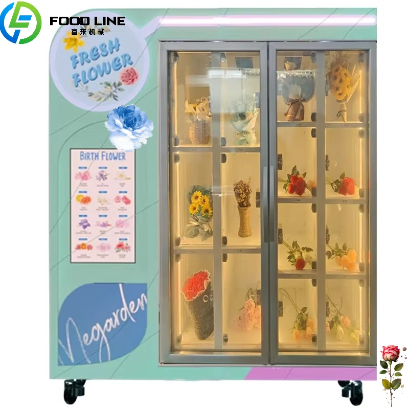 Customized Smart Touch Screen Flower Vending Machine Fully Automatic Fresh Floral Dispenser Multi Language Support Cashless