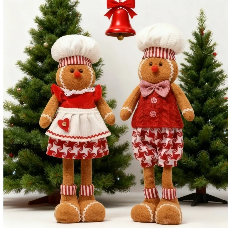Retractable Christmas Elf Doll with Green Tree, Novelty Xmas Decoration Ornament for Home, Shop & Event Display