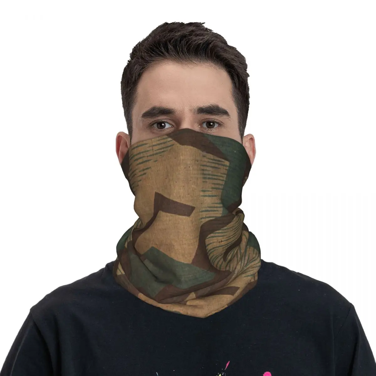 Splintertarn German Camouflage Bandana Neck Gaiter Printed Wrap Scarf Multi-use FaceMask Running For Men Women Adult Windproof