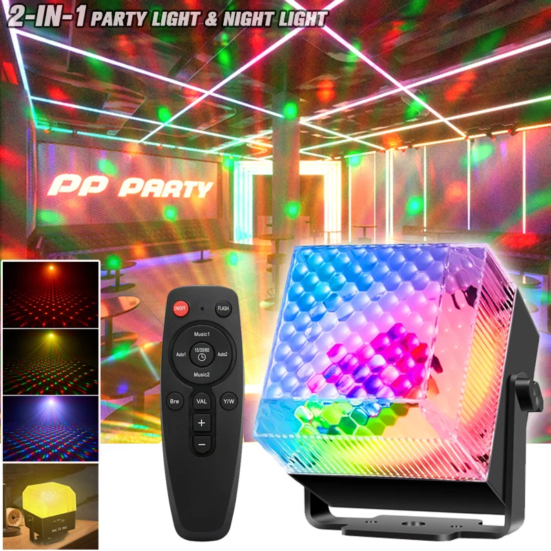 

Portable LED Stage Light Remote Control RGB Atmosphere Night Lamp Sound Activated Party Light For Holiday Party Wedding KTV Bar