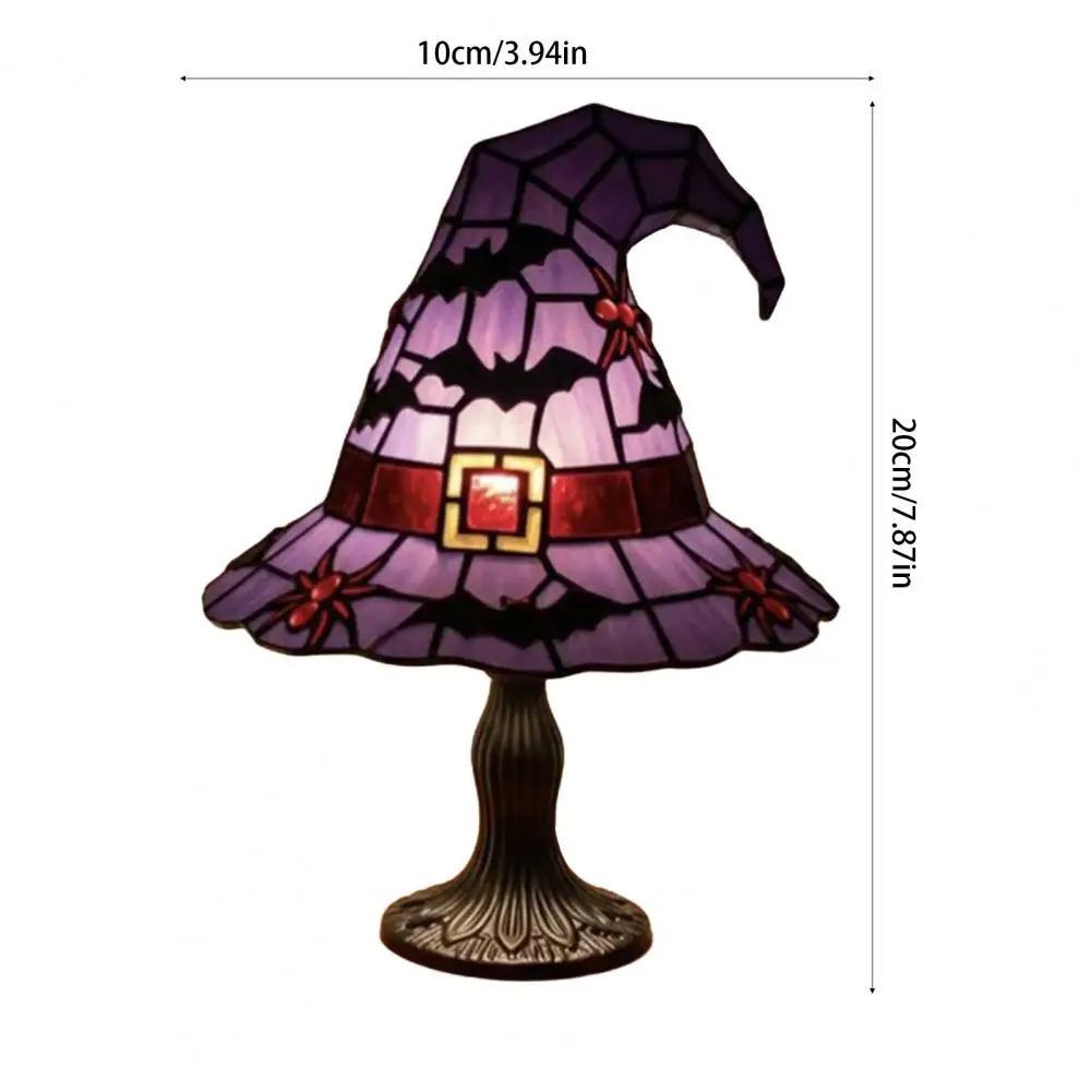 Stained Glass Witch Hat Lamp USB Powered Creative Table Lamp Night Light For Living Room Home Bedroom Decoration Halloween