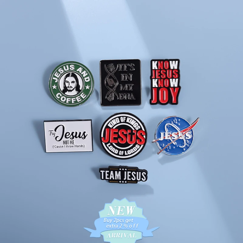 Team Jesus Faith Enamel Pins Custom Brooch Religion Christian Believers Lapel Badges Fashion Decor Easter Jewelry Gift