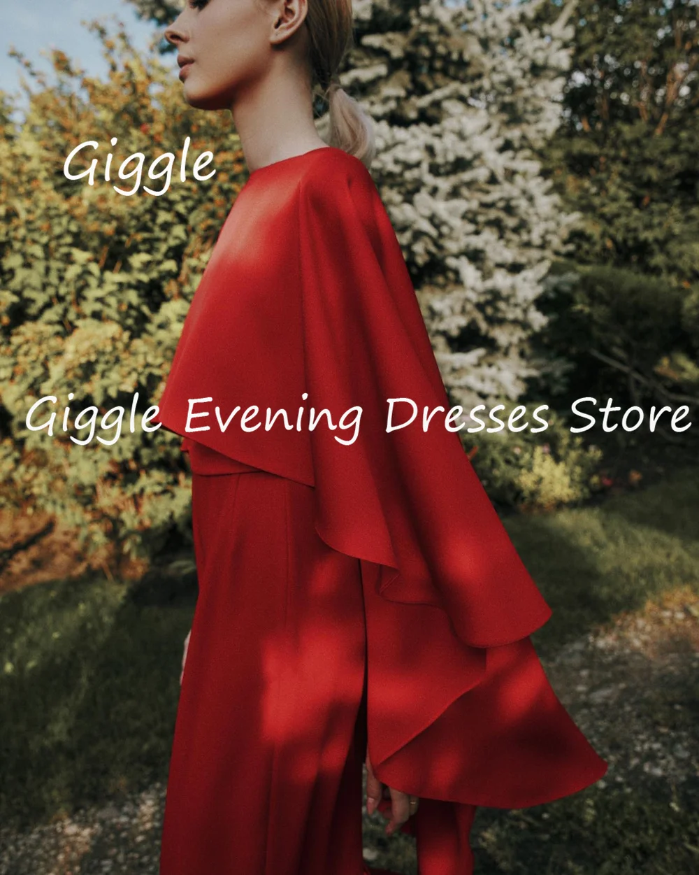 Giggle Crepe Mermaid O-neck Ruffle Formal Elegant Prom Gown Ankle Length luxury Evening Pretty Party Dresses for Women 2023