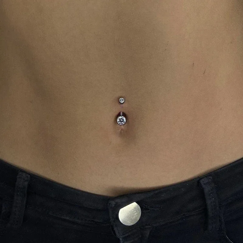 G23Titanium 14G 8/10/12/14mm Surgical Titanium Belly Button Rings Zircon Navel Bar Body Piercing Jewelry Nombril Ombligo Barbell