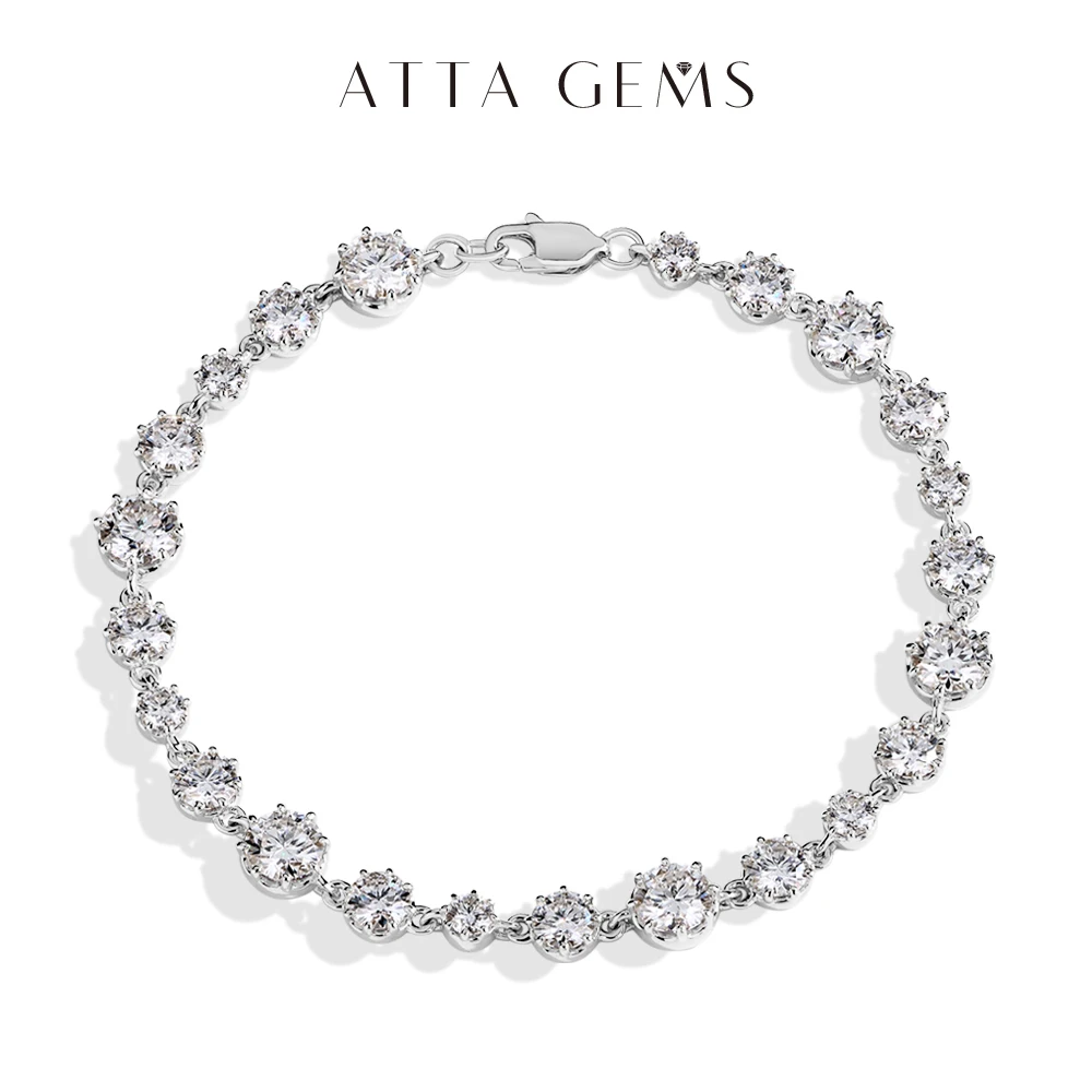 

ATTAGEMS Full D VVS1 Moissanite Tennis Bracelet for Women Lab Diamond Original Sterling Silver 925 Engagement Wedding Party Gift