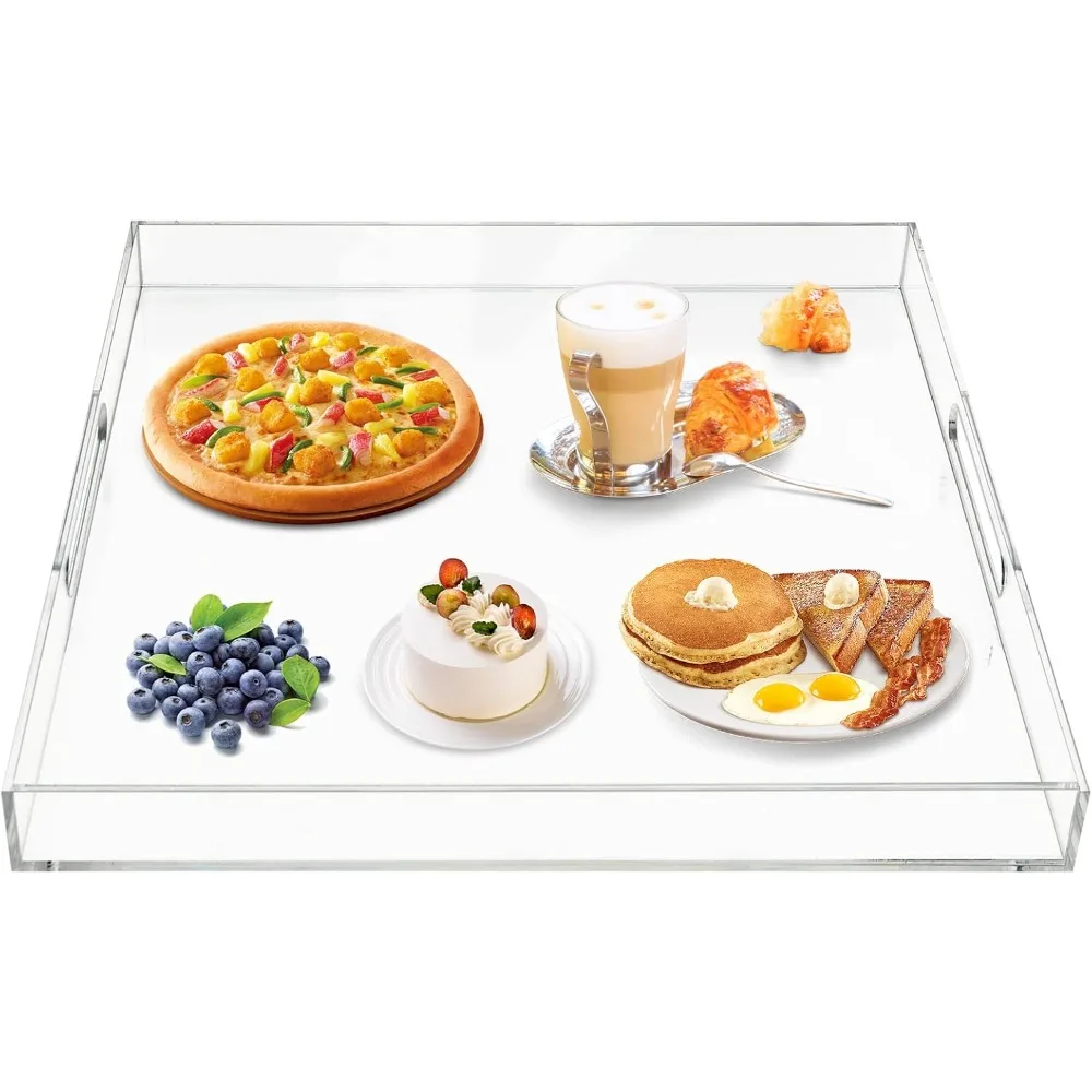 Large Acrylic Tray Extra Acrylic Serving Tray Countertop Organizer Clear Tray Decorative Tray Tea Tray for Room Tabletop