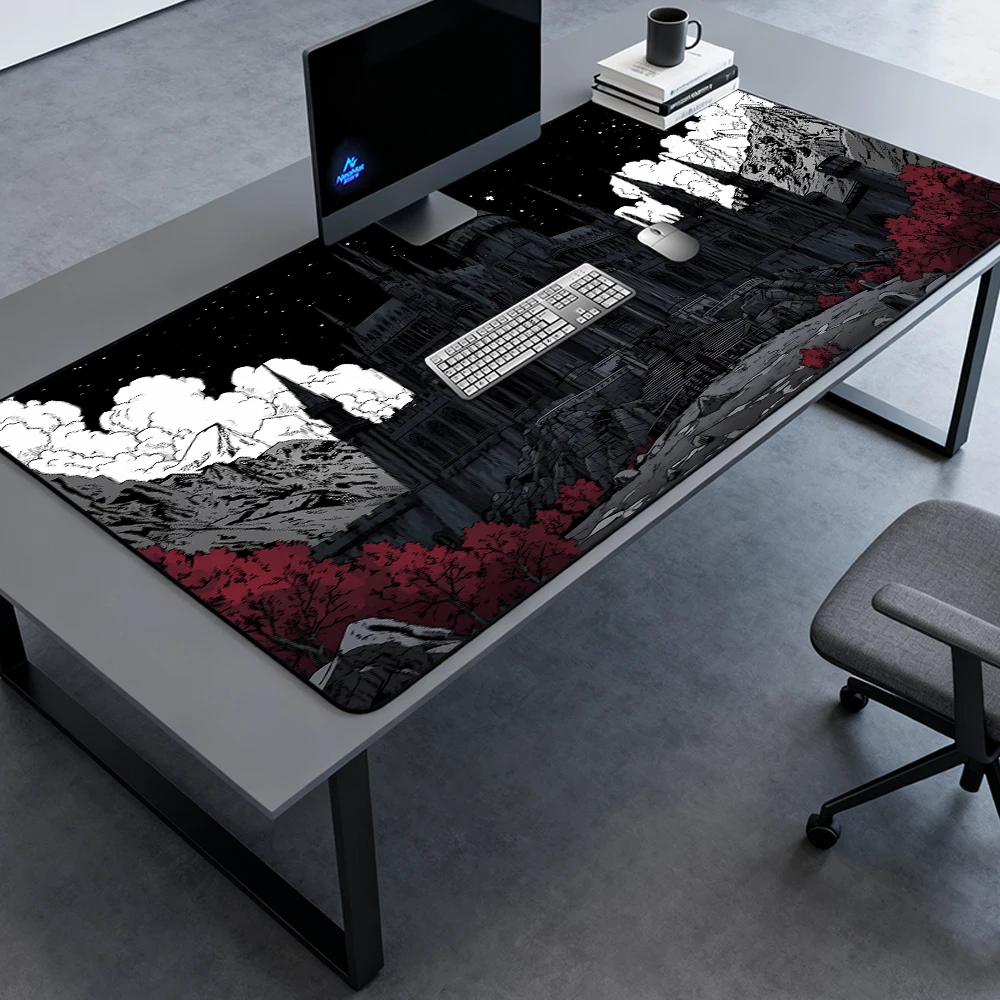 

Gothic Mouse Pad Gaming Desk Mat 180x60 Night Red Castle Maple Starry 160x60 XXXL Dark Mousepad Accessories Mousepads