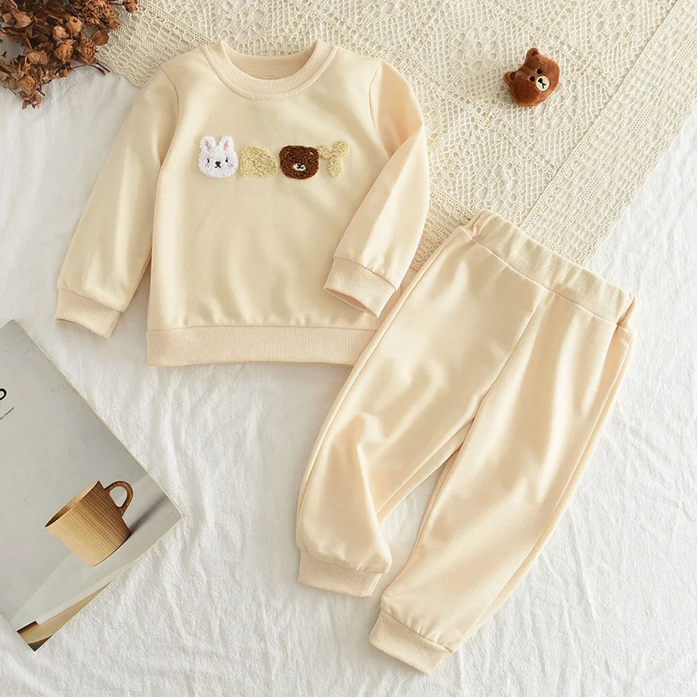 Melario Korea Baby Boys Clothing Sets Spring Autumn Cotton Clothes Children Sweatshirt Baby Girls Pullover Tops+ Pant Suits 2PCS