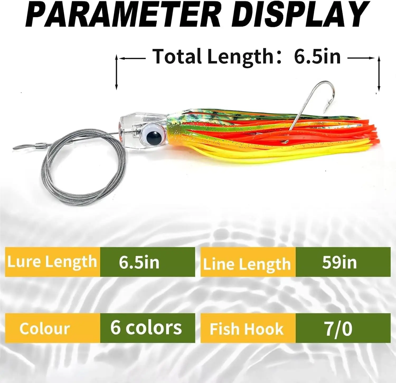 YOTO Trolling Lure, 6,5 inch 6-delig Inktvis Begrenste Diepzeevissen Lokken kit