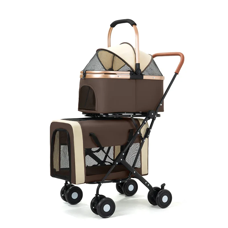Double Layered Pet Stroller, Dog cat Teddy Cart, Outdoor Pet Cart, Lightweight and Foldable for Travel