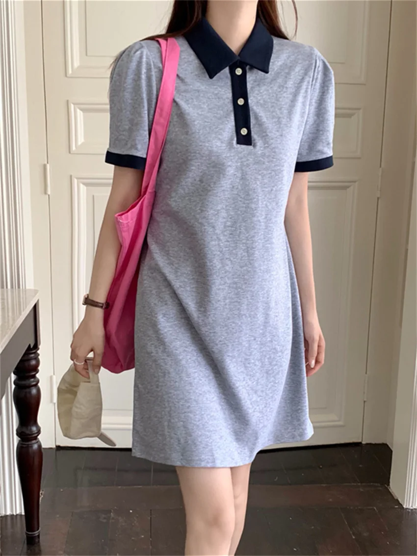 

Alien Kitty Chic Preppy Style Mini Dress Women Summer OL Slim Short Sleeve 2023 Gentle Mujer Daily Streetwear Casual Office Wear