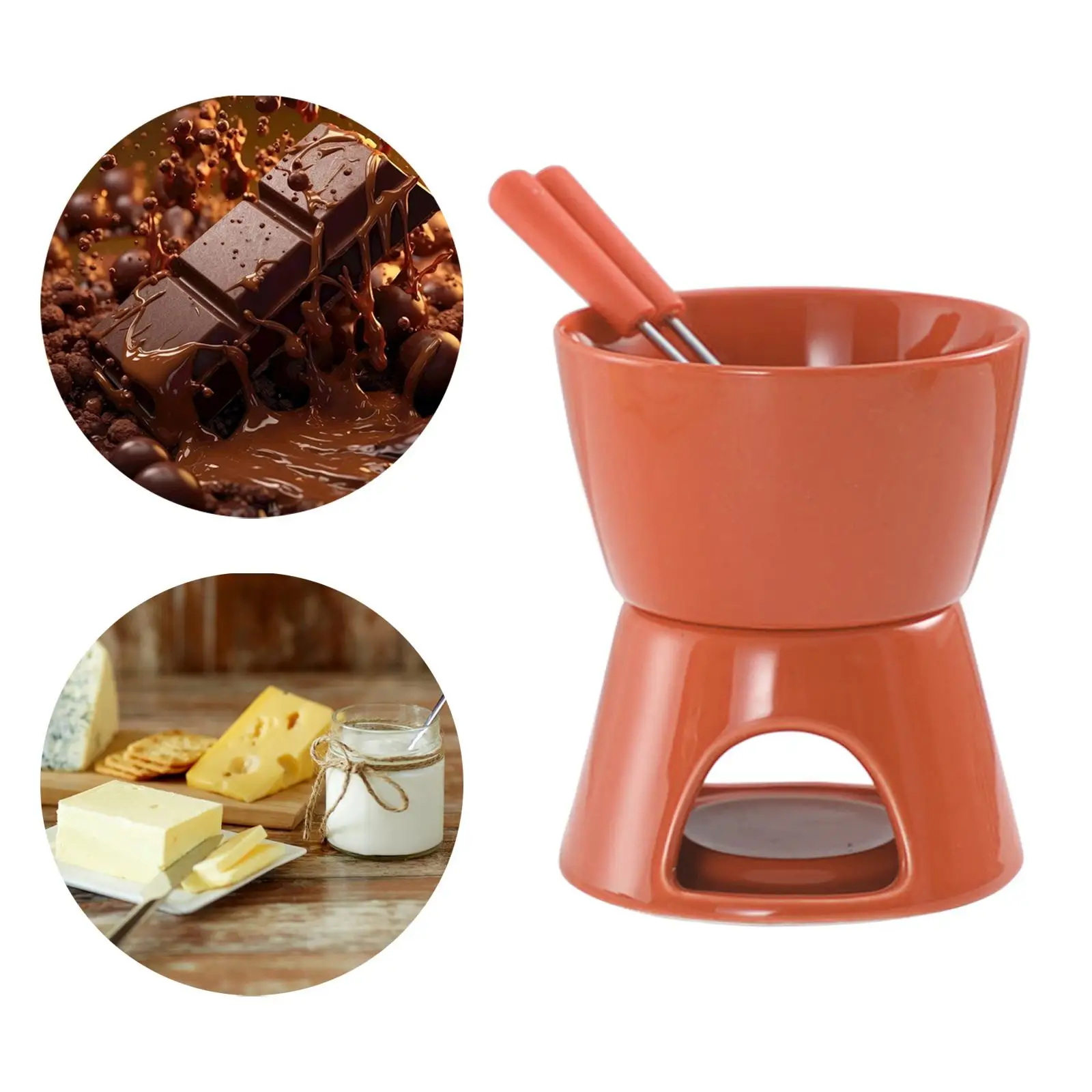 Fondue Pot Set Cheese Fondue Pot Chocolate Melter 300ml Melting Pot, Cookware Ceramic Hot Pot Porcelain Melting Pot for Candy