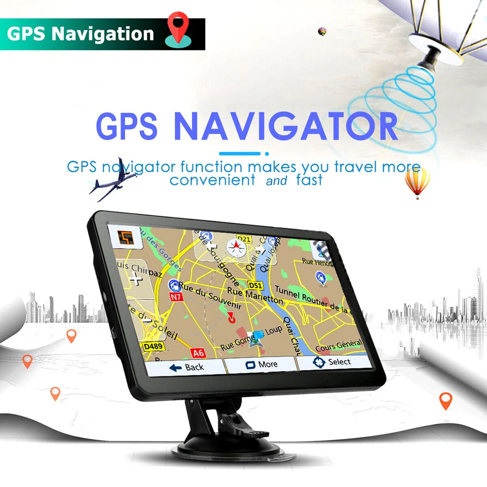 Car GPS Navigator 256MB+8G 7 Inch HD Car GPS Navigation Built-in Speaker Sat Nav Touch Screen Australia North America Europe Map
