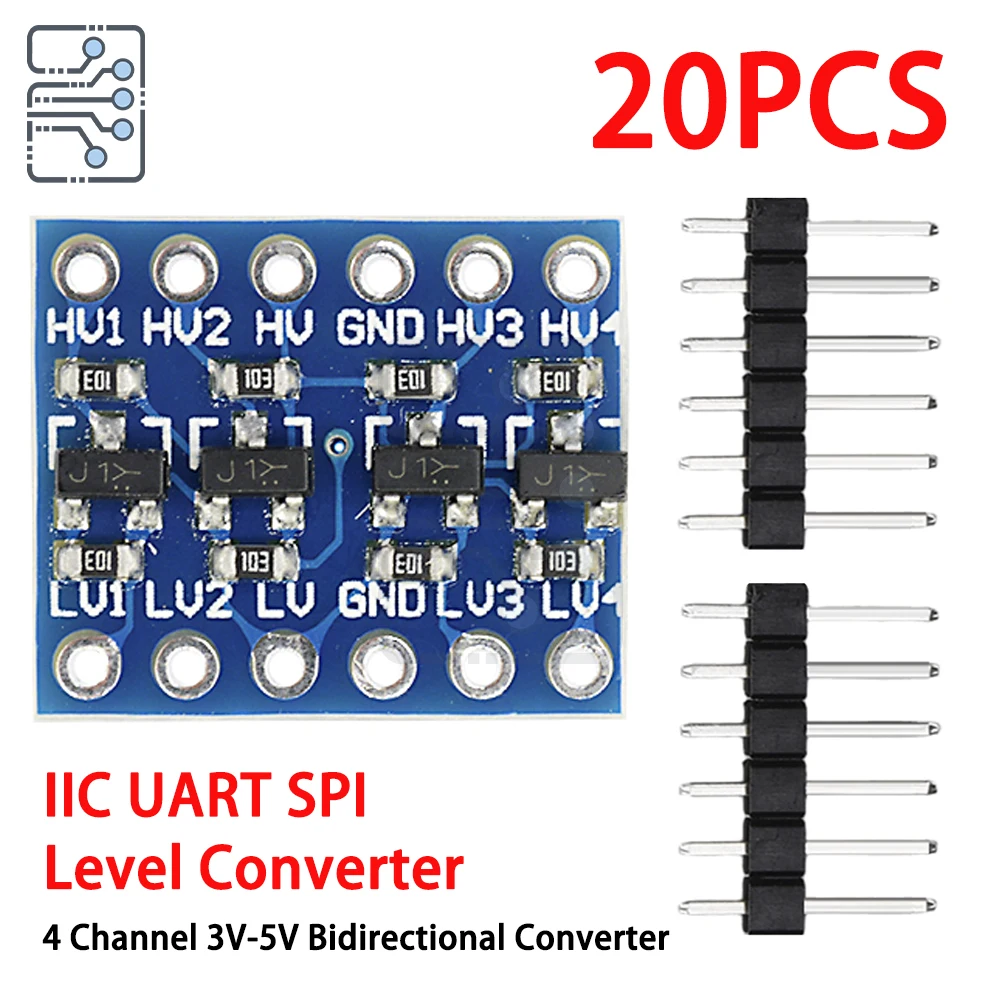 

20/1PCS 4 Channel IIC I2C Logic Level Converter Bidirectional Module Safe Step-Down 3.V to 5V Converter for Arduino
