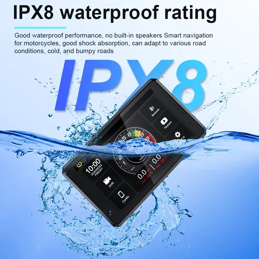 Tragbare 6 Zoll IPX8 Wasserdichte Motorrad GPS Navigation Drahtlose Carplay Android Auto DVR Stick Recorder Moto Monitor WIFI