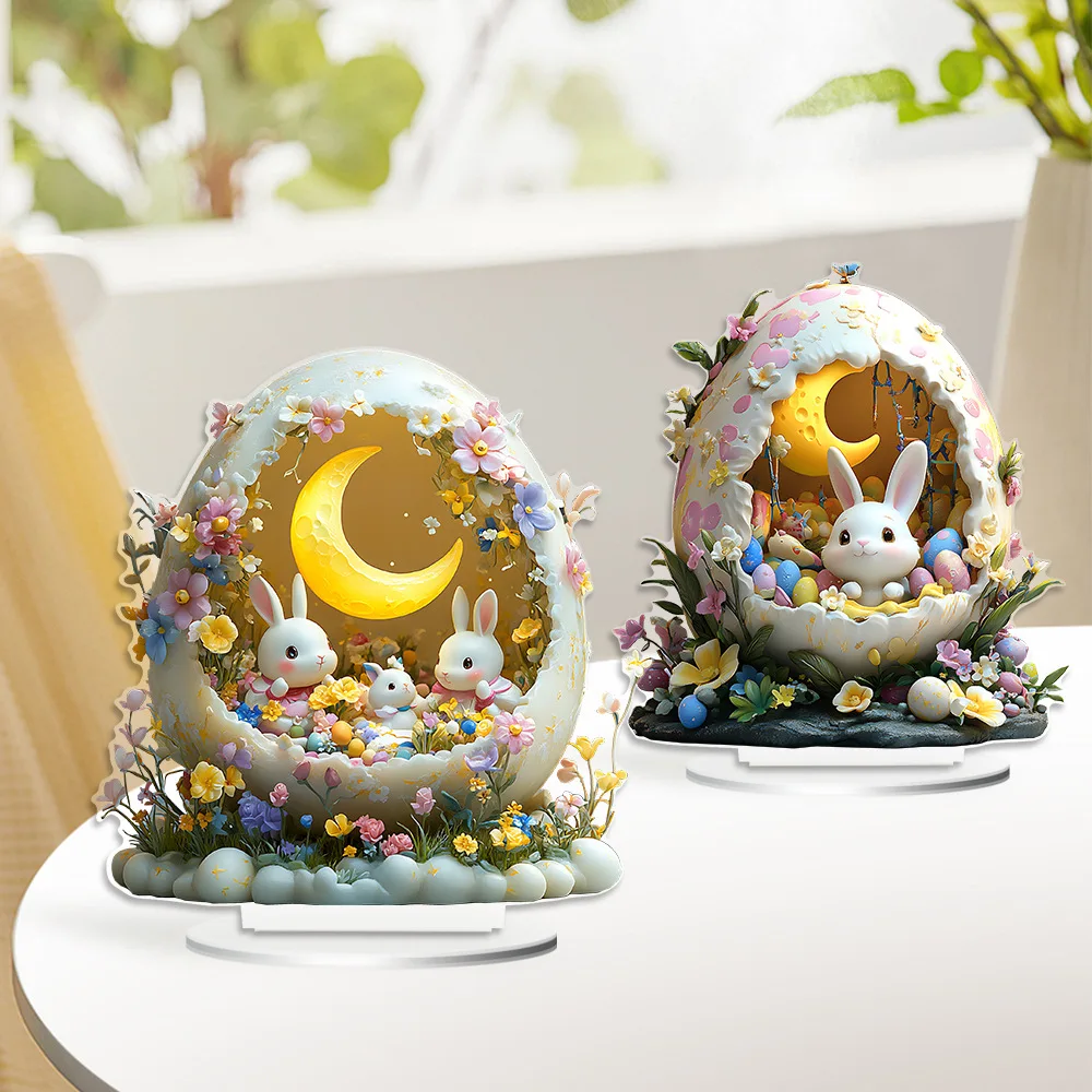 Rabbit Plaque Resilient Desktop Ornament Acrylic Home Decor Adorable Holiday Decoration For Office Tabletop Shelf Display