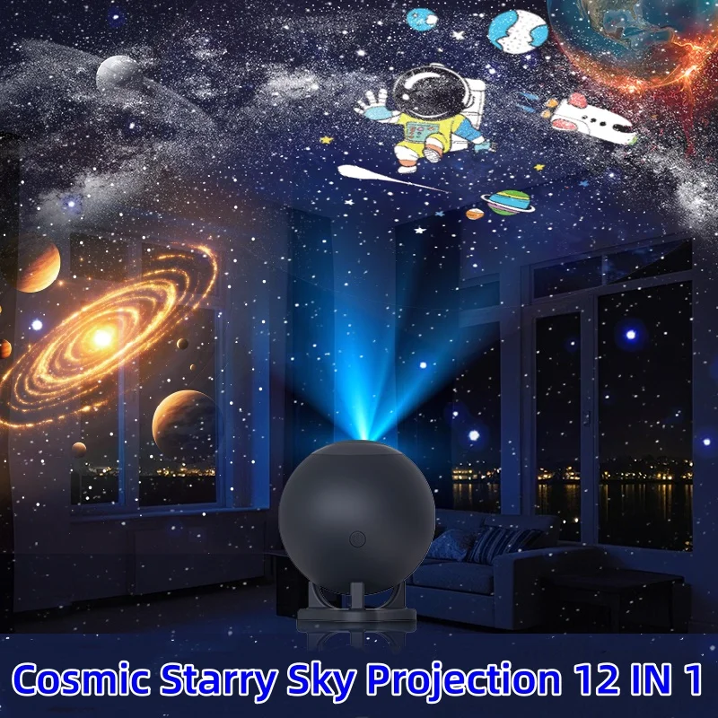

12 in 1 Cosmic Starry Sky Galaxy Projector Toy HD Pictures Decoration Bedroom Science Education Lamp for Kids Christmas Gift