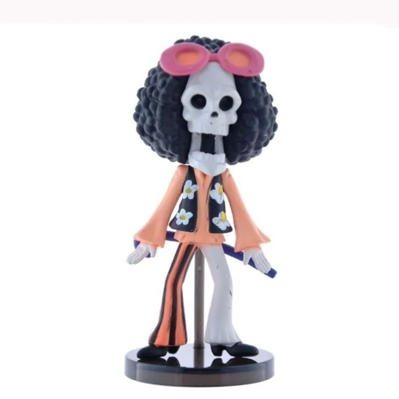 9 قطعة دمى قطعة واحدة الديكور لوفي زورو سانجي نامي بروك أنيمي عمل الشكل لعبة لطيفة Q التماثيل المرآب أطقم الصبي هدية عيد ميلاد #6