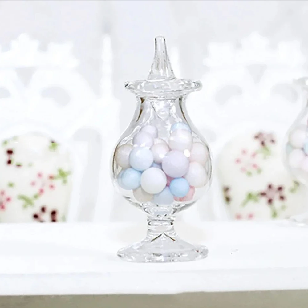 1/12 casa de bonecas em miniatura frasco de doces de vidro mini garrafa de doces modelo brinquedo para casa de boneca acessórios decoração bjd