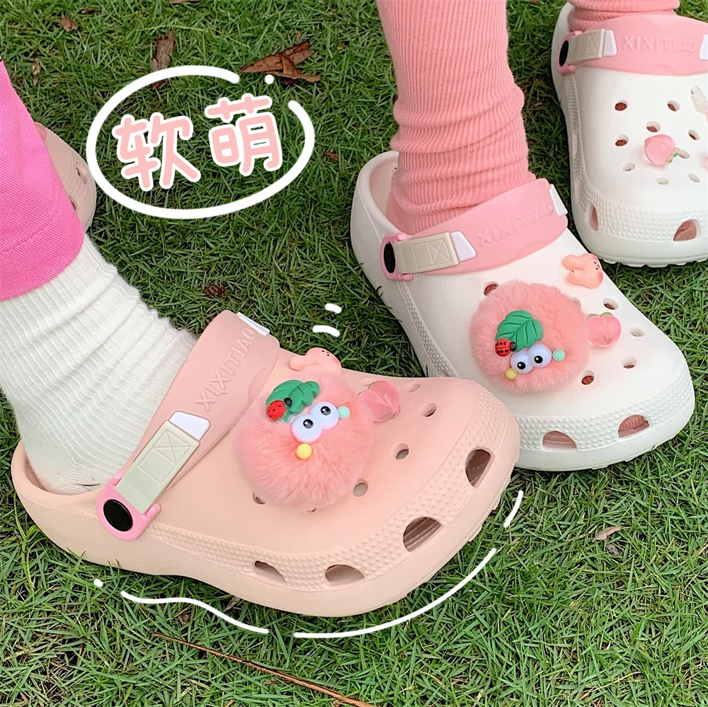 

Girl Cartoon Hole Shoes Garden Shoes Female Summer DIY Hollow Out Slipper Wears Non Slip EVA Beach Sandals Wrapped Home Slippers