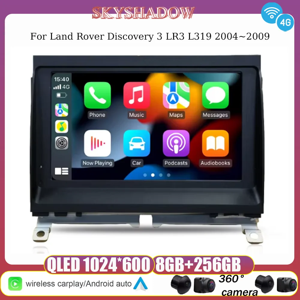 Wireless CarPlay Android Car Player Multimedia 4G WiFi AutoRadio Navigation Stereo For Land Rover Discovery 3 LR3 L319 2004-2009