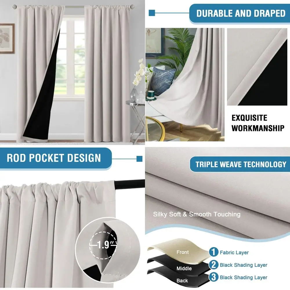 

Плотные шторы с термоизоляцией для спален, 100% плотные шторы H.VERSAILTEX, длина 84, с карманом для стержней