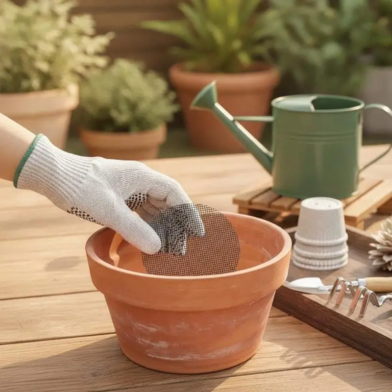 50Pcs Breathable Flower Pot Drainage Mesh Pads Plastic Prevent Soil Loss Gaskets for Outdoor Garden Potted Plants