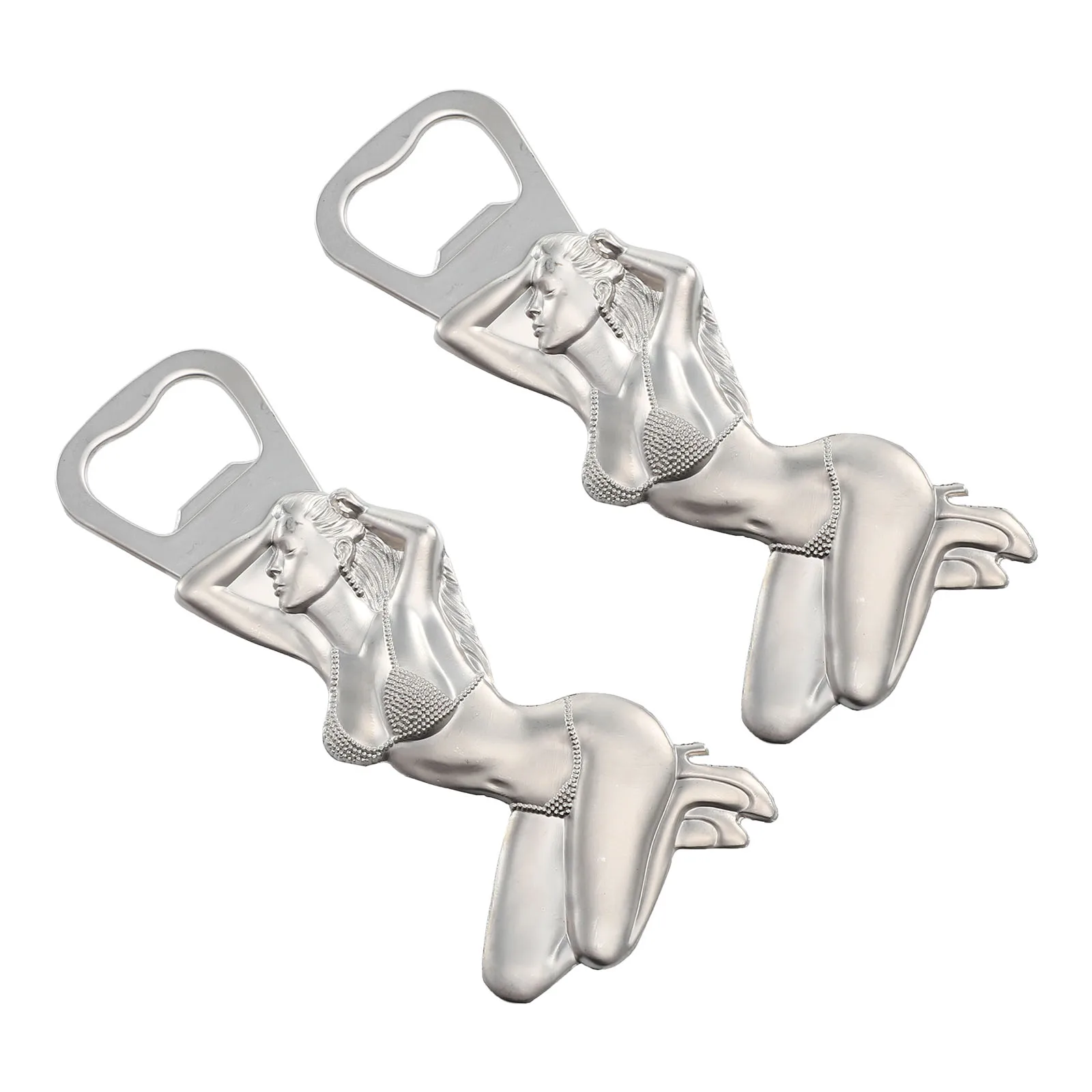 

2pcs Beauty Bottle Opener Magnetic WallMounted Bartender Refrigerator Sticker Zinc Alloy Kitchen Bar Home Practical Gift