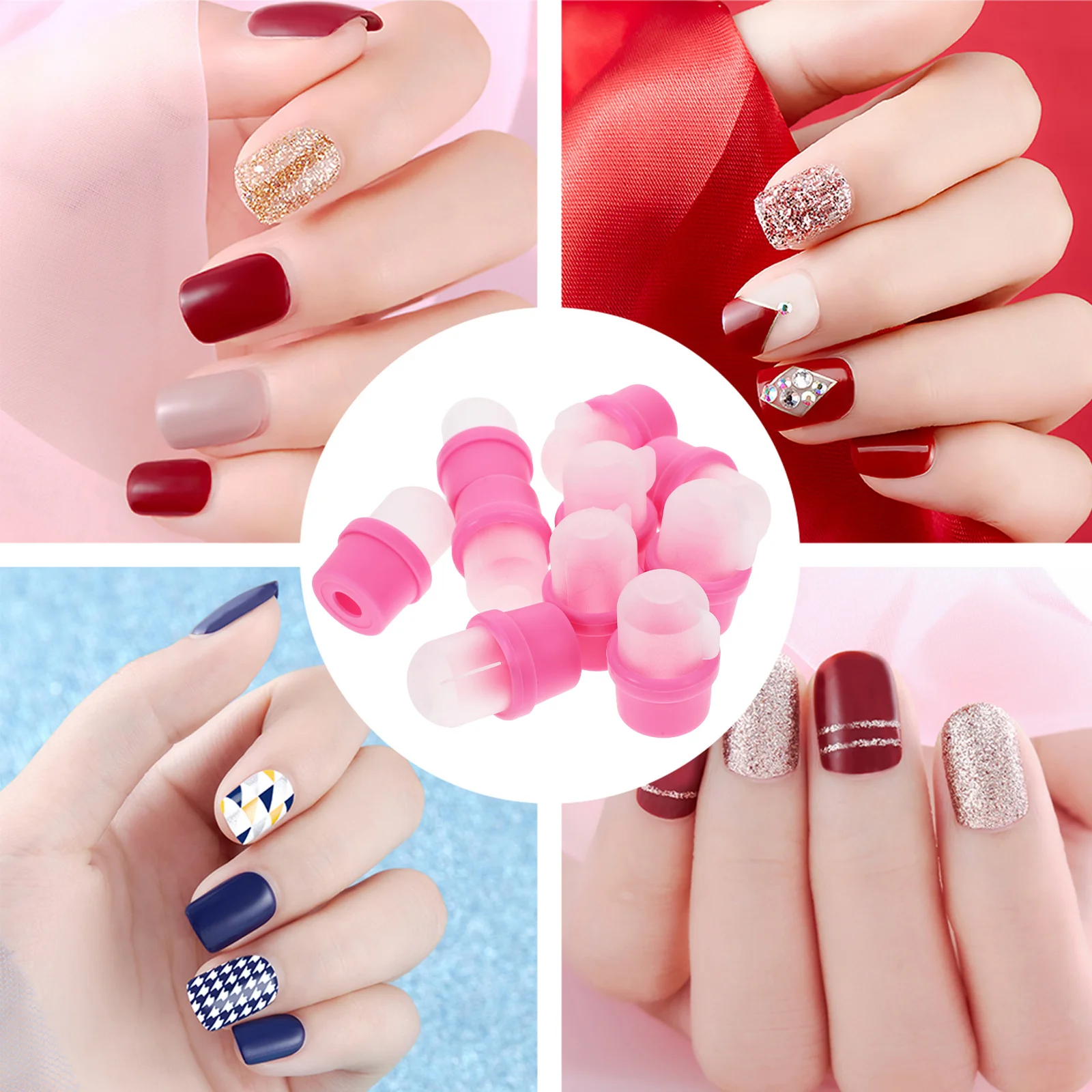 20 szt. Silikonowych nakładek do usuwania lakieru hybrydowego, wielokrotnego użytku, miękkie owijki do żelu, narzędzie do czyszczenia paznokci do użytku domowego i salonu.