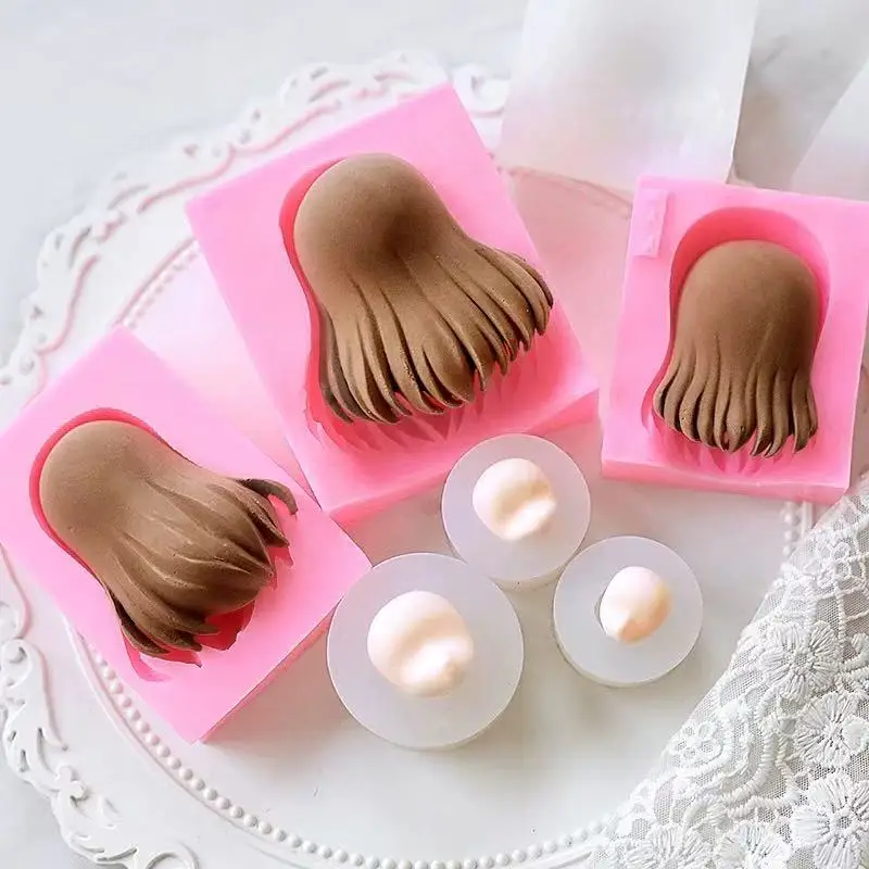 VERIDIAN 3d Face Hair Silicone Molds Cake Decoration Polymer Clay Tool DIY Cartoon Doll Hair Model Baby Face Epoxy Resin Molds